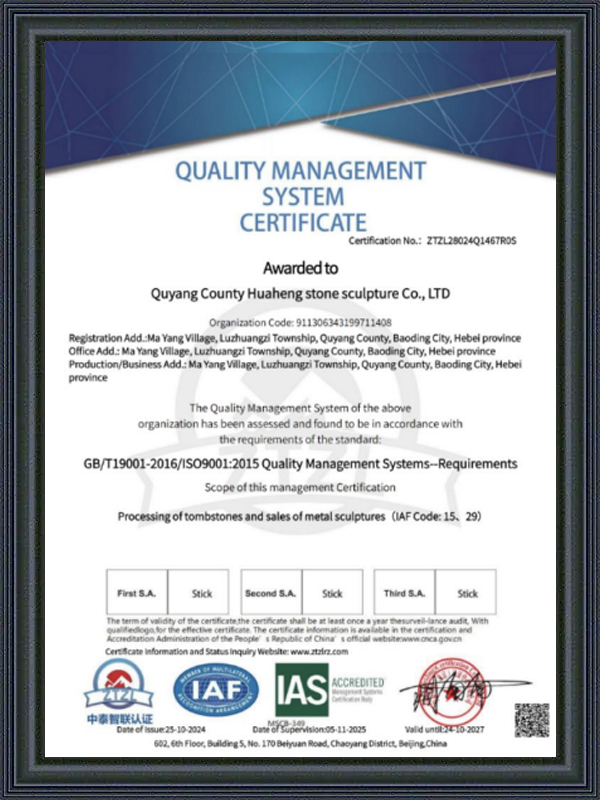 Quality Management System Certificate