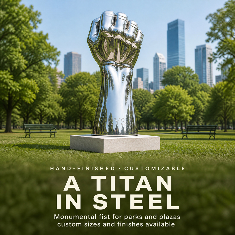 Iron Fist United Mirror Stainless Steel Sculpture